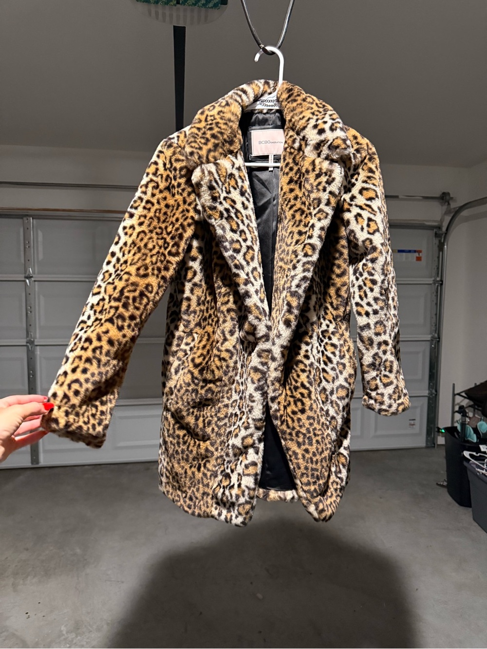 BCBGeneration Leopard Print Teddy Coat in Brown and Black